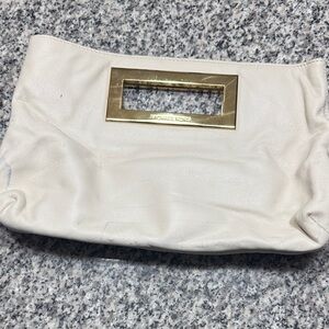Michael Kors White Clutch with Gold Accent